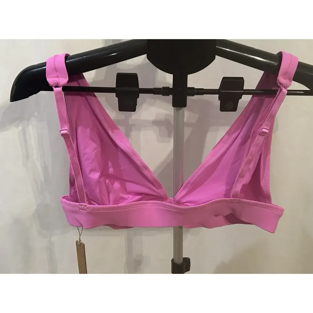 NWT Skims Neon Orchid Recycled Swim Plunge Bikini Top Women's Size L